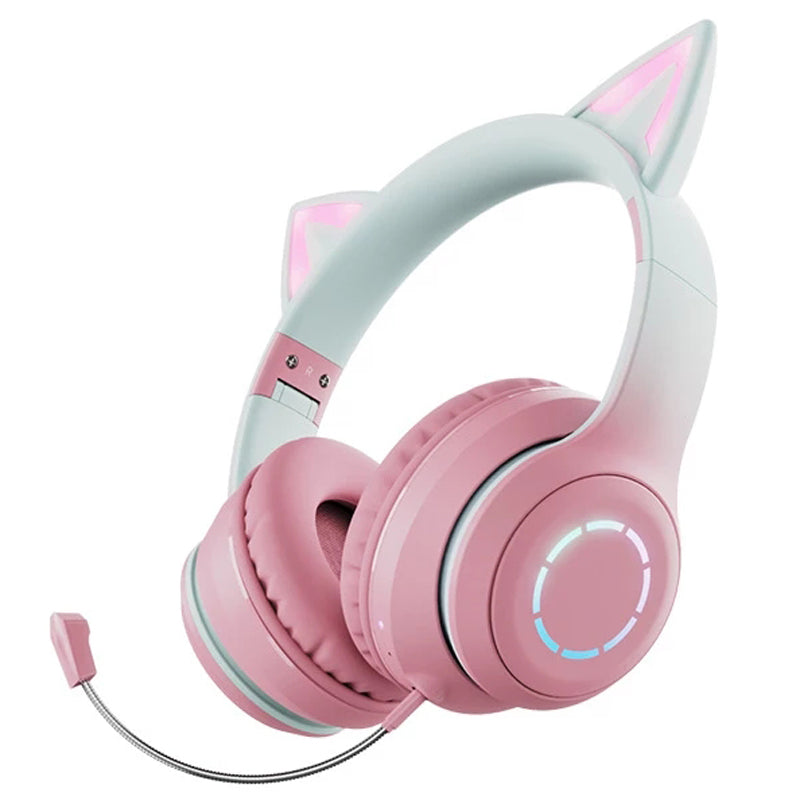 BT029C Bluetooth Wireless Headset with Detachable Mic RGB LED Adjustable Head-Mount Earphones Kids Stereo Music Cat Ear Folding Headphones BT029C Bluetooth Wireless Headset with Detachable Mic RGB LED Adjustable Head-Mount Earphones Kids Stereo Music Cat Ear Folding Headphones